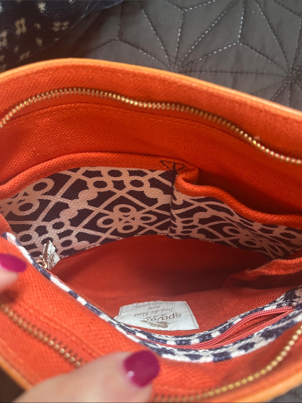 Spartina 449 Navy & Tan Patterned Crossbody - Picture 9 of 11